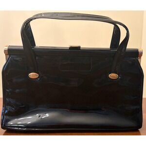 Vintage Patent Leather Satchel Handbag 1950s EXC COND!